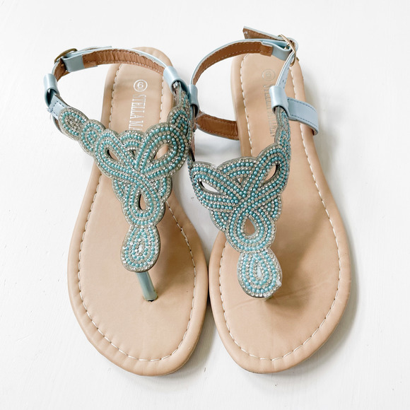 Steven Ella Shoes - Steven Ella Blue Embellished Sandals B8065